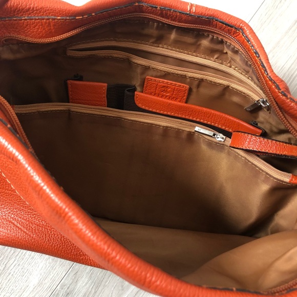 Vintage CARDYLAN Italian Leather Orange Handbag - Picture 4 of 7